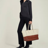 Métier - Incognito Large Cabas Bag Smooth Calfskin White Sand and Cognac