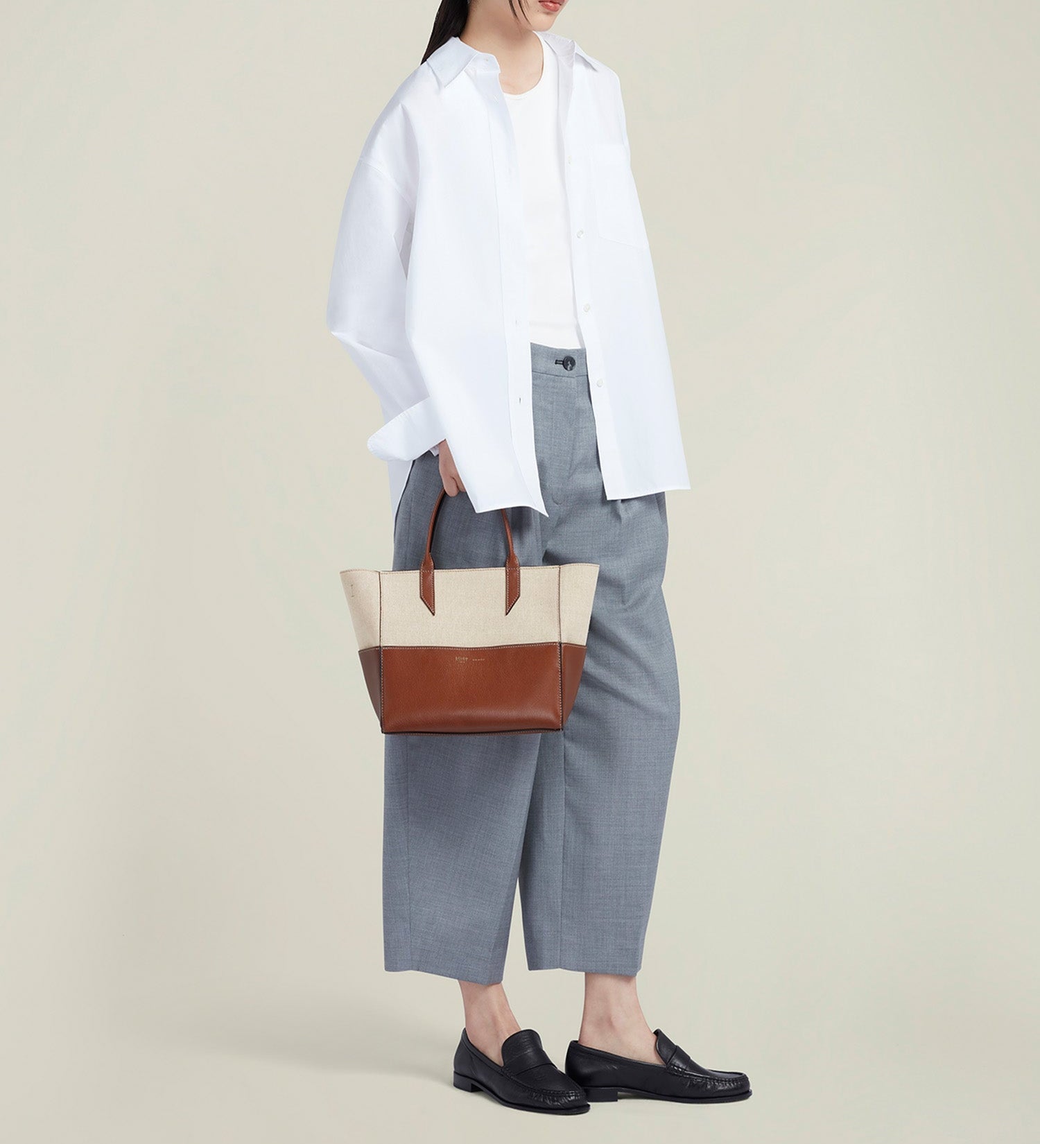 Metier - Incognito Crossbody Cabas Natural Linen with Cognac