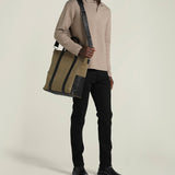 Métier - Mariner Zippered Tote Military Twill Khaki with Cacao