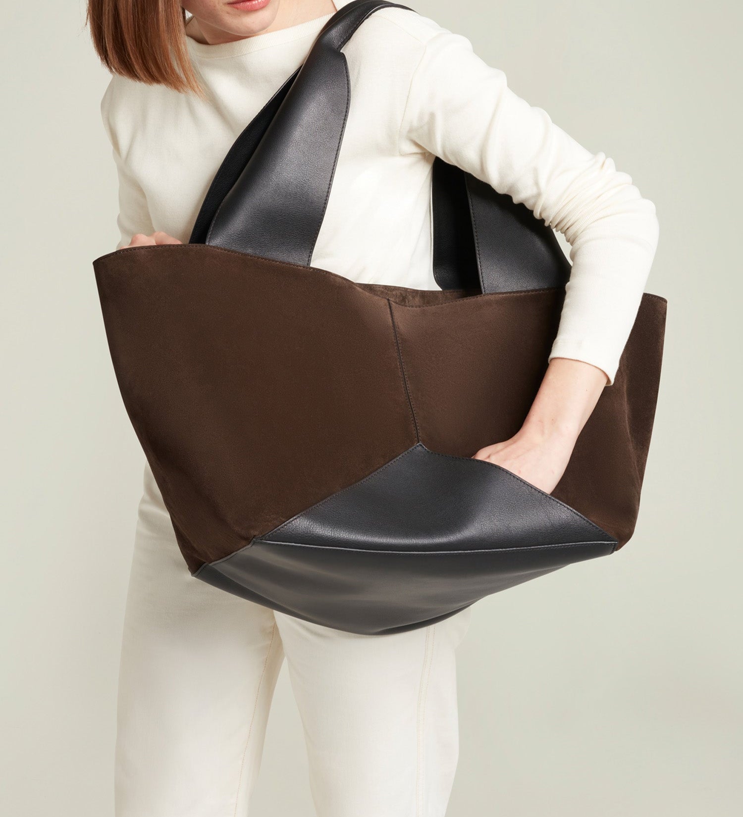 Metier - Market Weekend Suede Chocolate and Smooth Calfskin Black