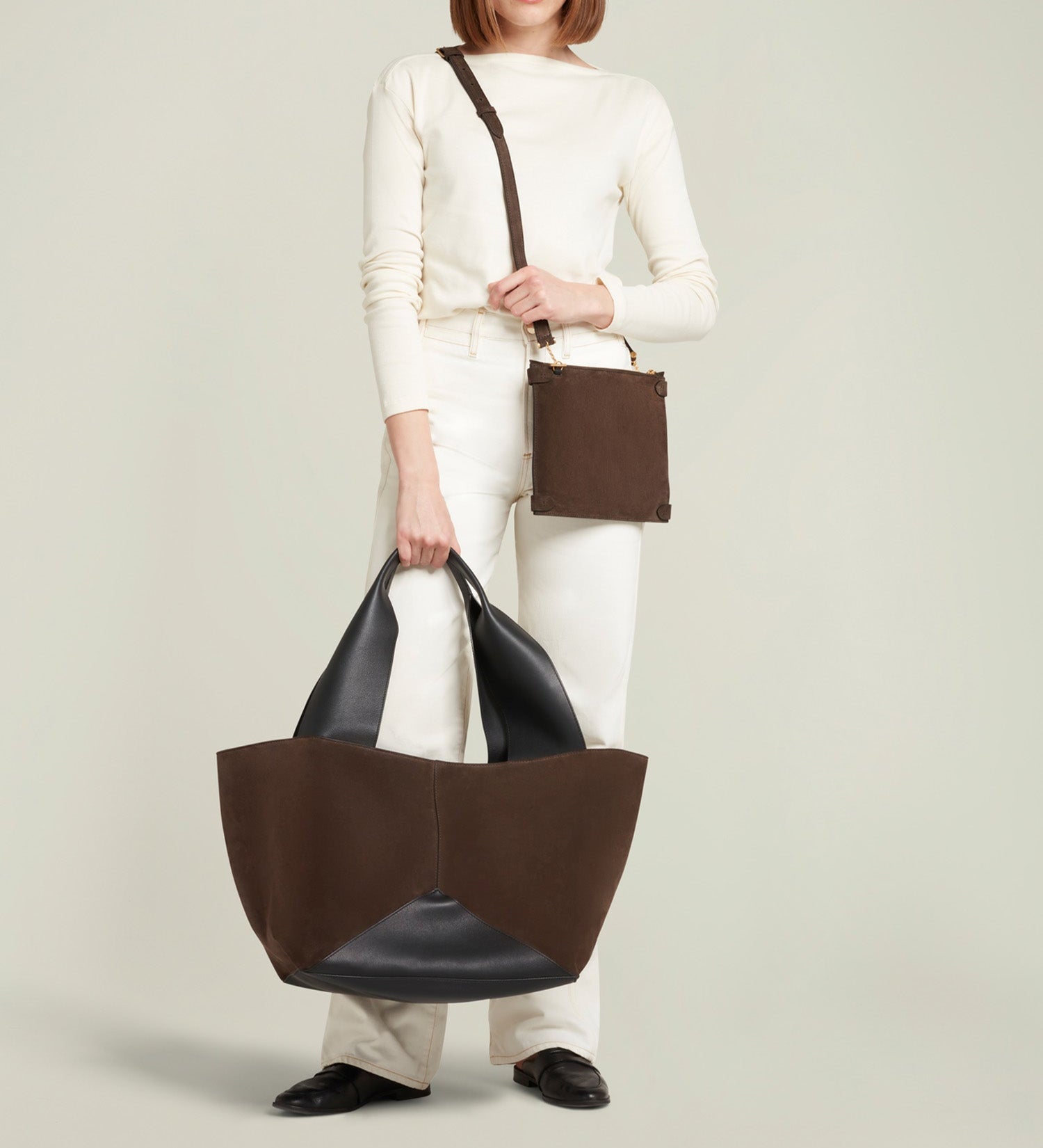 Metier - Market Weekend Suede Chocolate and Smooth Calfskin Black