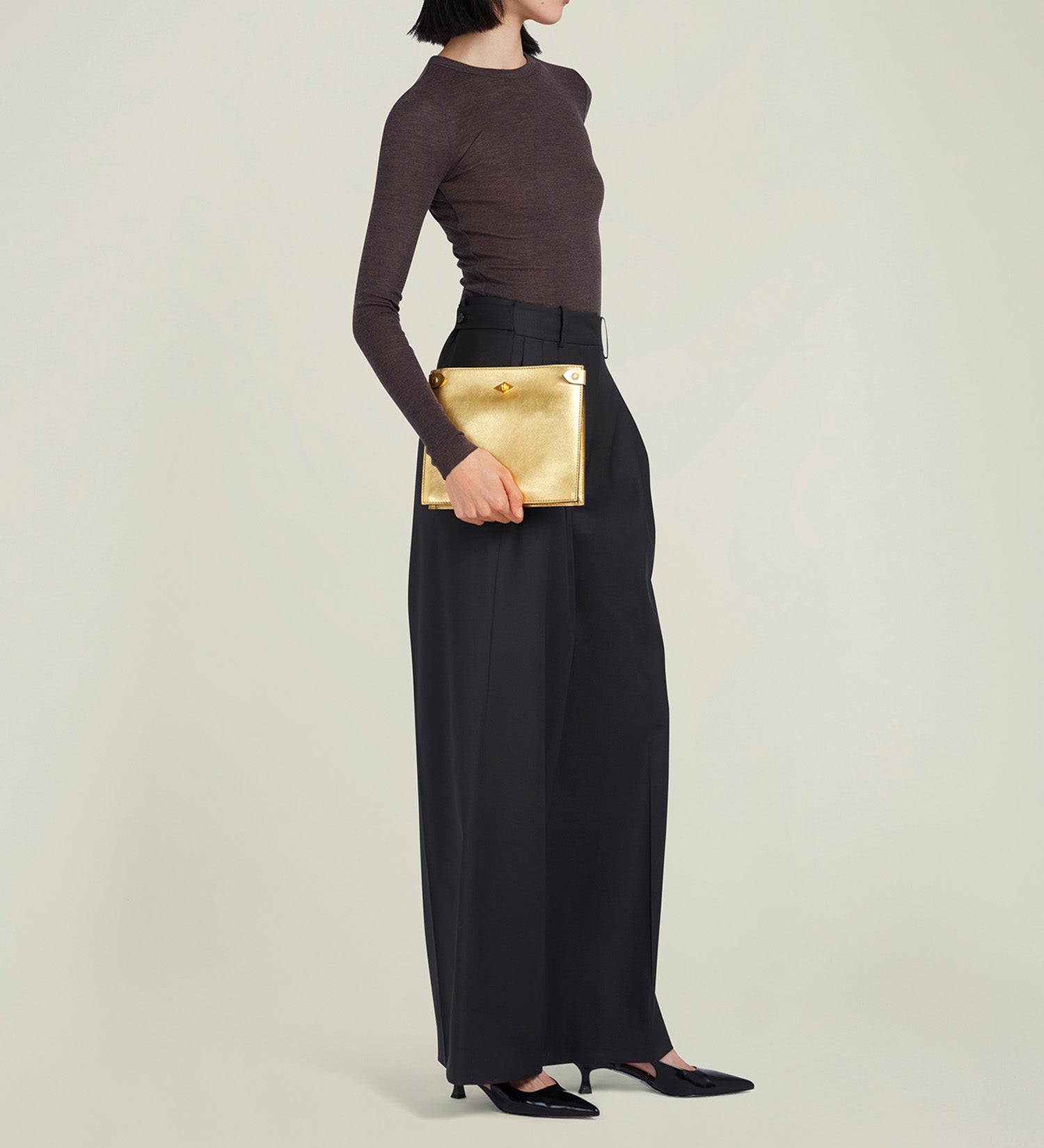 Metier - ISSIMO | Métier Stowaway Metallic Calfskin Gold