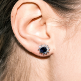 Dorsey - PETITE SPENCER STUD EARRINGS IN LAB BLUE SAPPHIRE AND LAB WHITE SAPPHIRE
