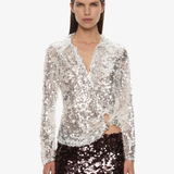 Christopher Esber - Opaline Sequin Long Sleeve Polo