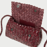 Loeffler Randall - Vinnie Maroon Woven Leather Crossbody