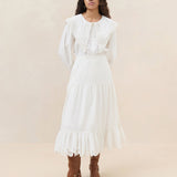 Loeffler Randall - Viola Broderie Trim Midi Skirt