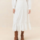 Loeffler Randall - Viola Broderie Trim Midi Skirt