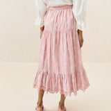 Loeffler Randall - Viola Broderie Trim Midi Skirt