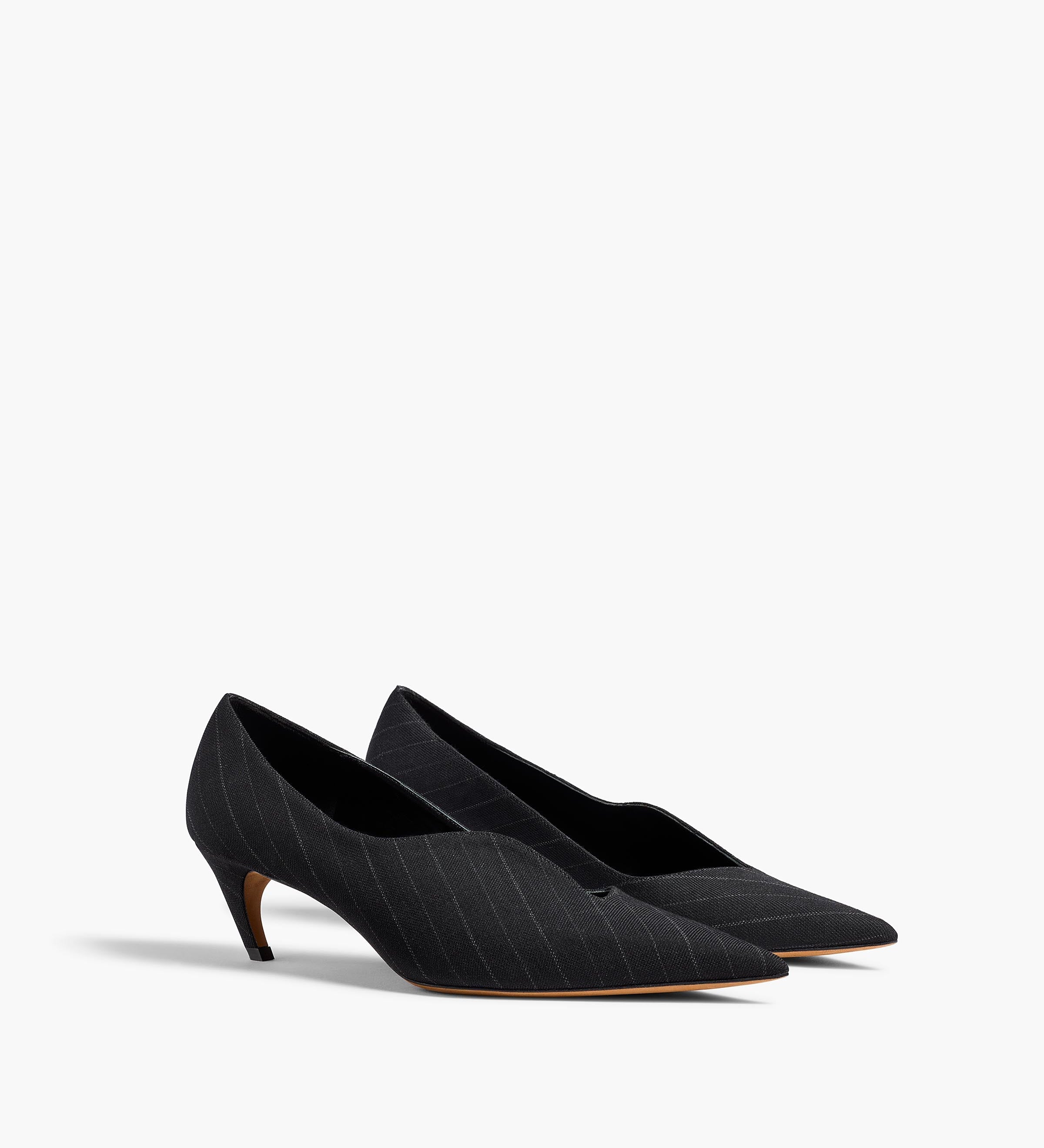 Khaite - Vivien Low Pump in Black and White Pinstripe