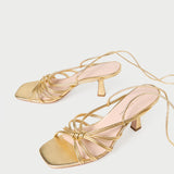 Loeffler Randall - Vivienne Gold Lace-Up Heeled Sandal