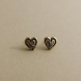 Kinn - Vintage 10K Gold & Diamond X Heart Earrings