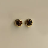 Kinn - Vintage Tiger Eye Cabochon Stud Earrings