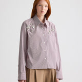 TWP - J.D. Shirt with Crystals in Superfine Mini Stripe