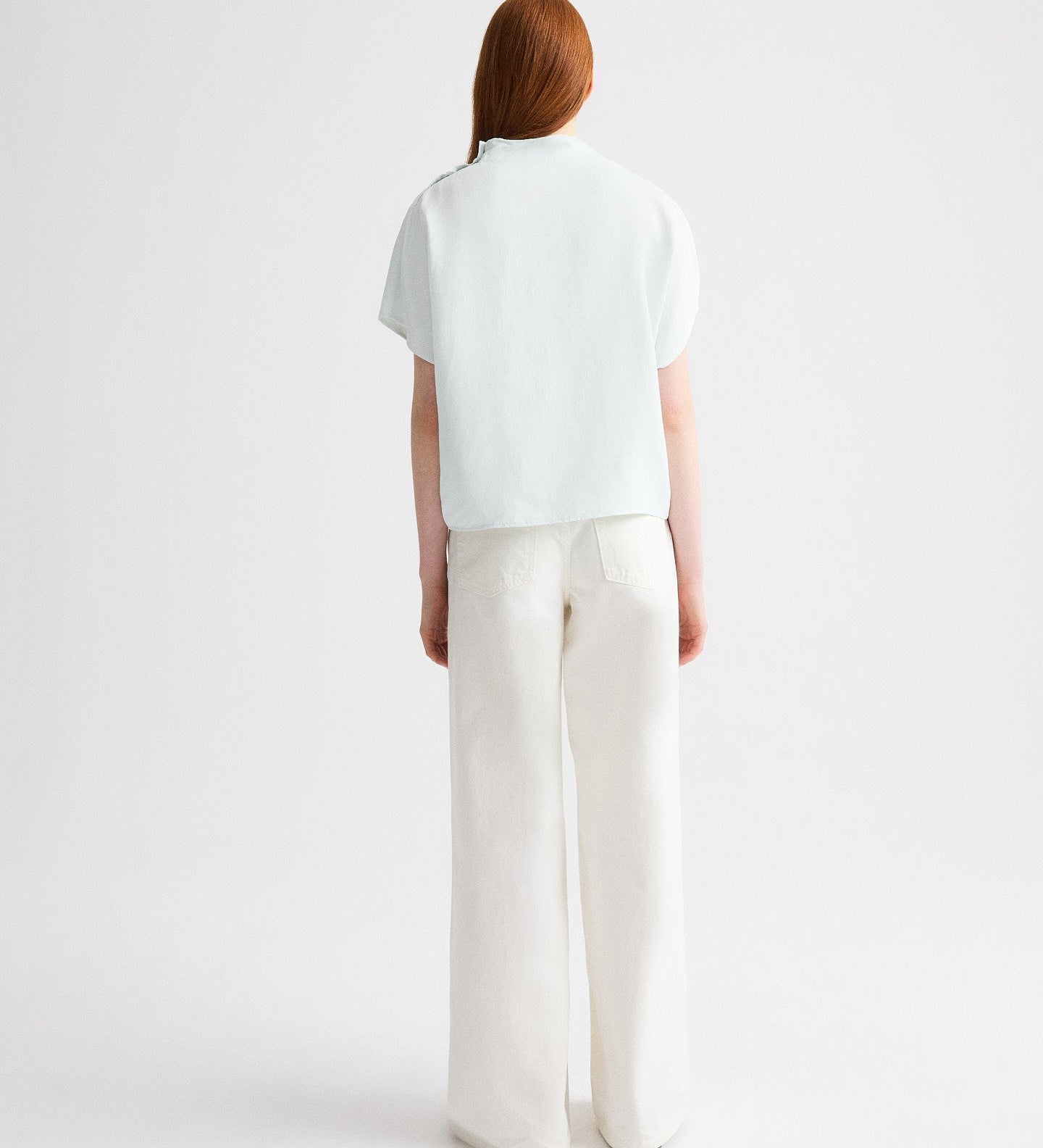 TWP - Mock Neck Tee in Coated Viscose Linen