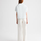 TWP - Mock Neck Tee in Coated Viscose Linen