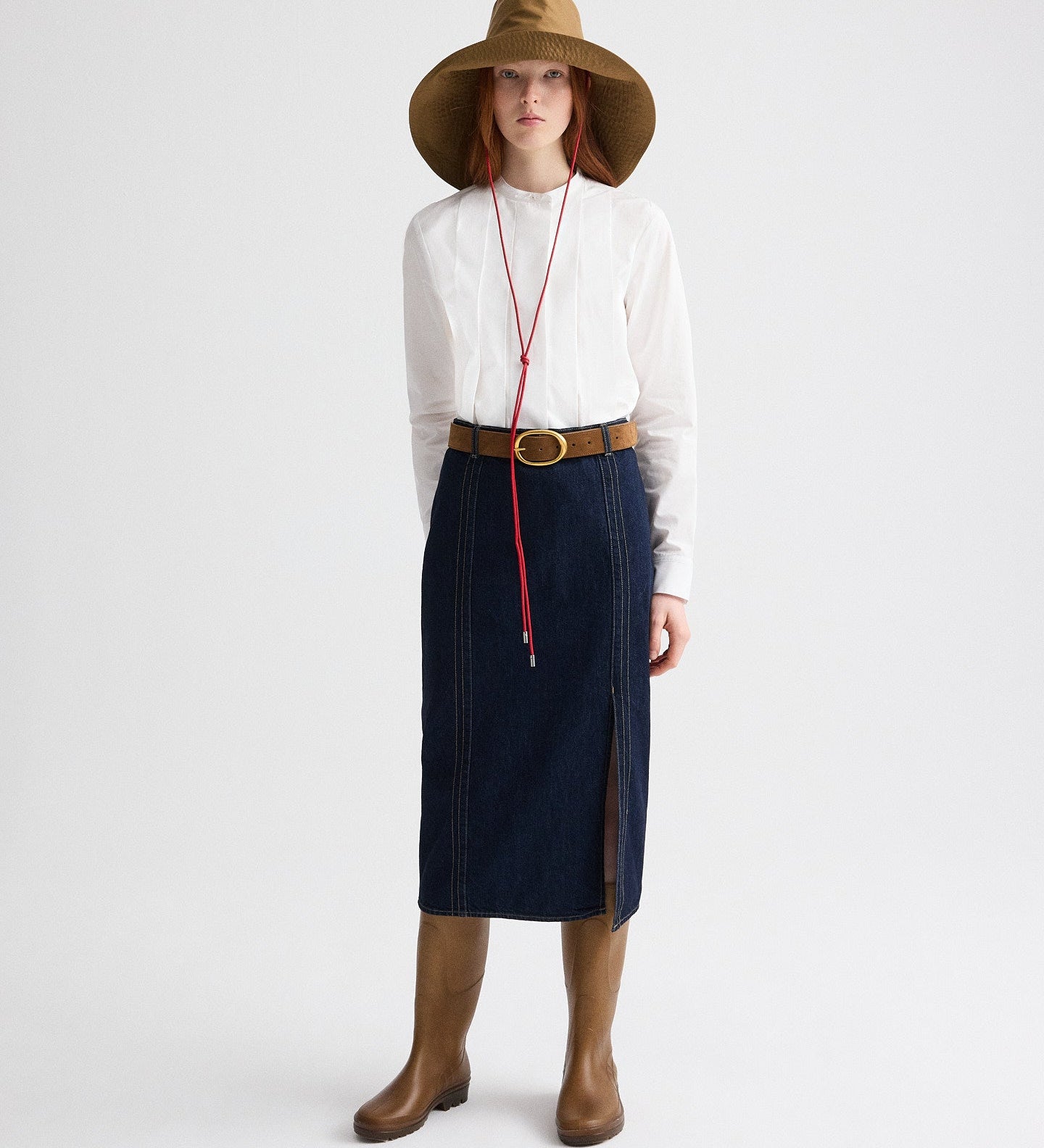 TWP - Denim Skirt with Seams in Heavy Denim