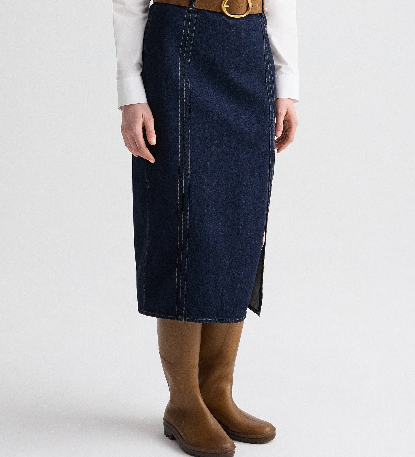 TWP - Denim Skirt with Seams in Heavy Denim