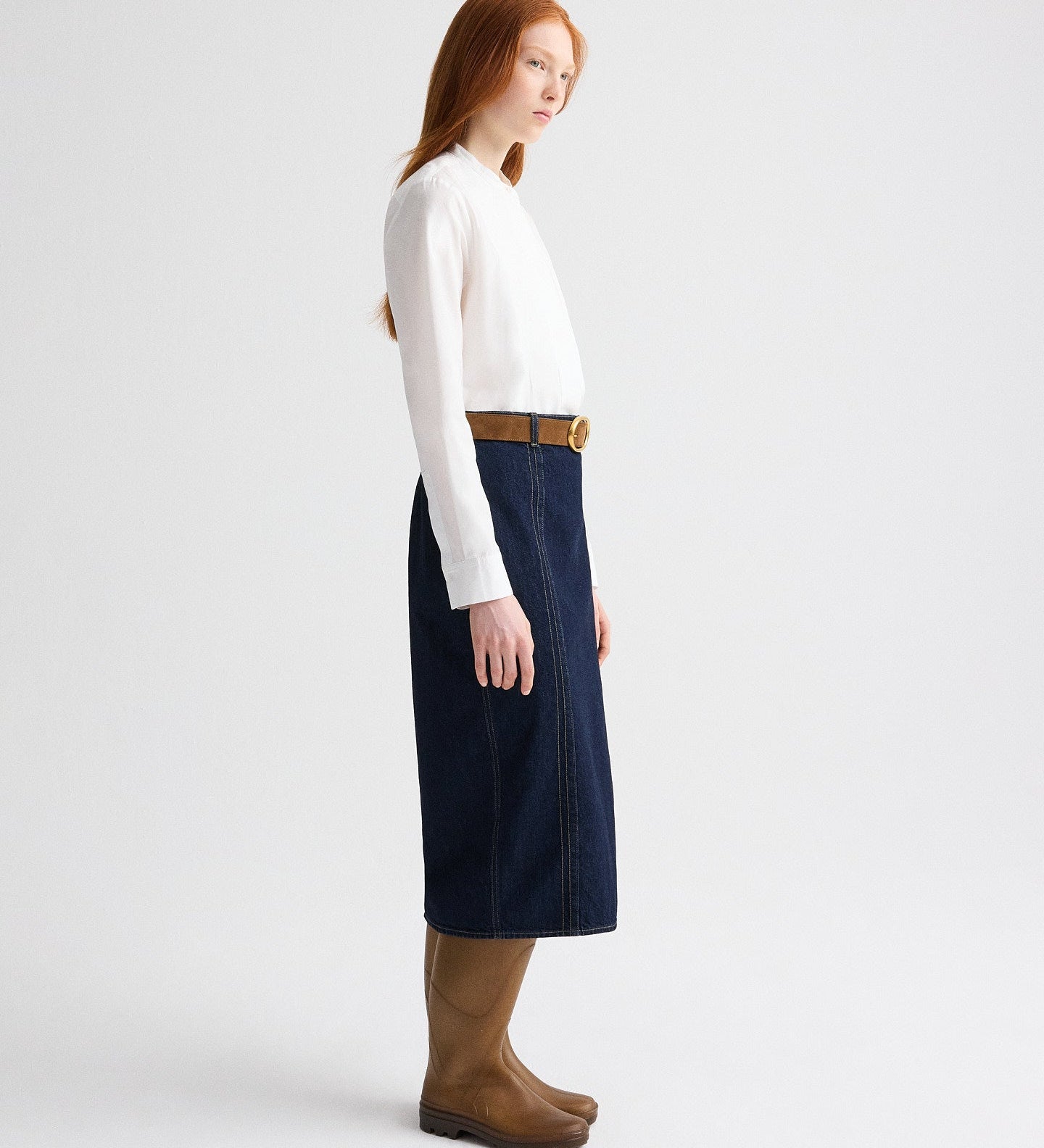 TWP - Denim Skirt with Seams in Heavy Denim