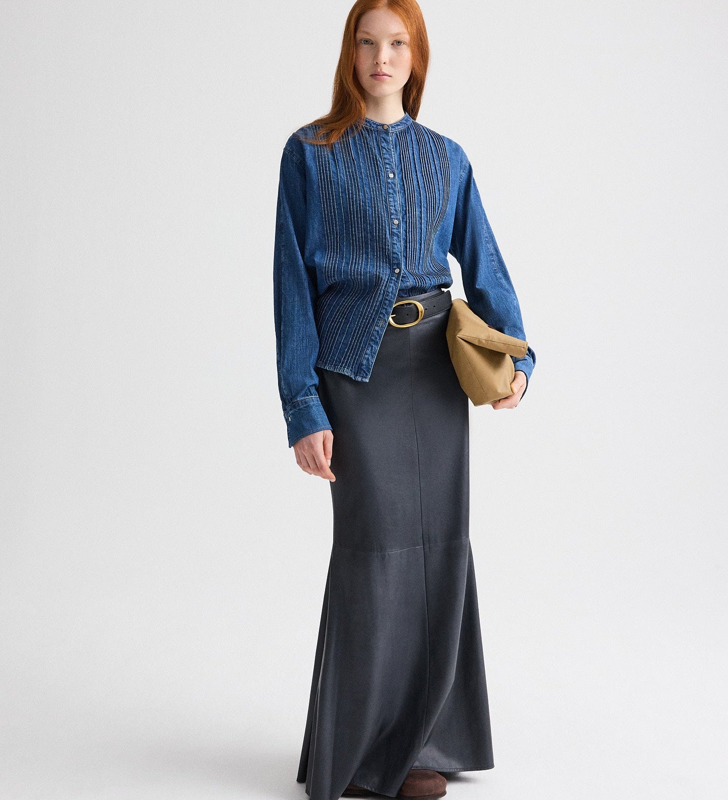 TWP - Pintuck Painter Shirt in Denim Shirting