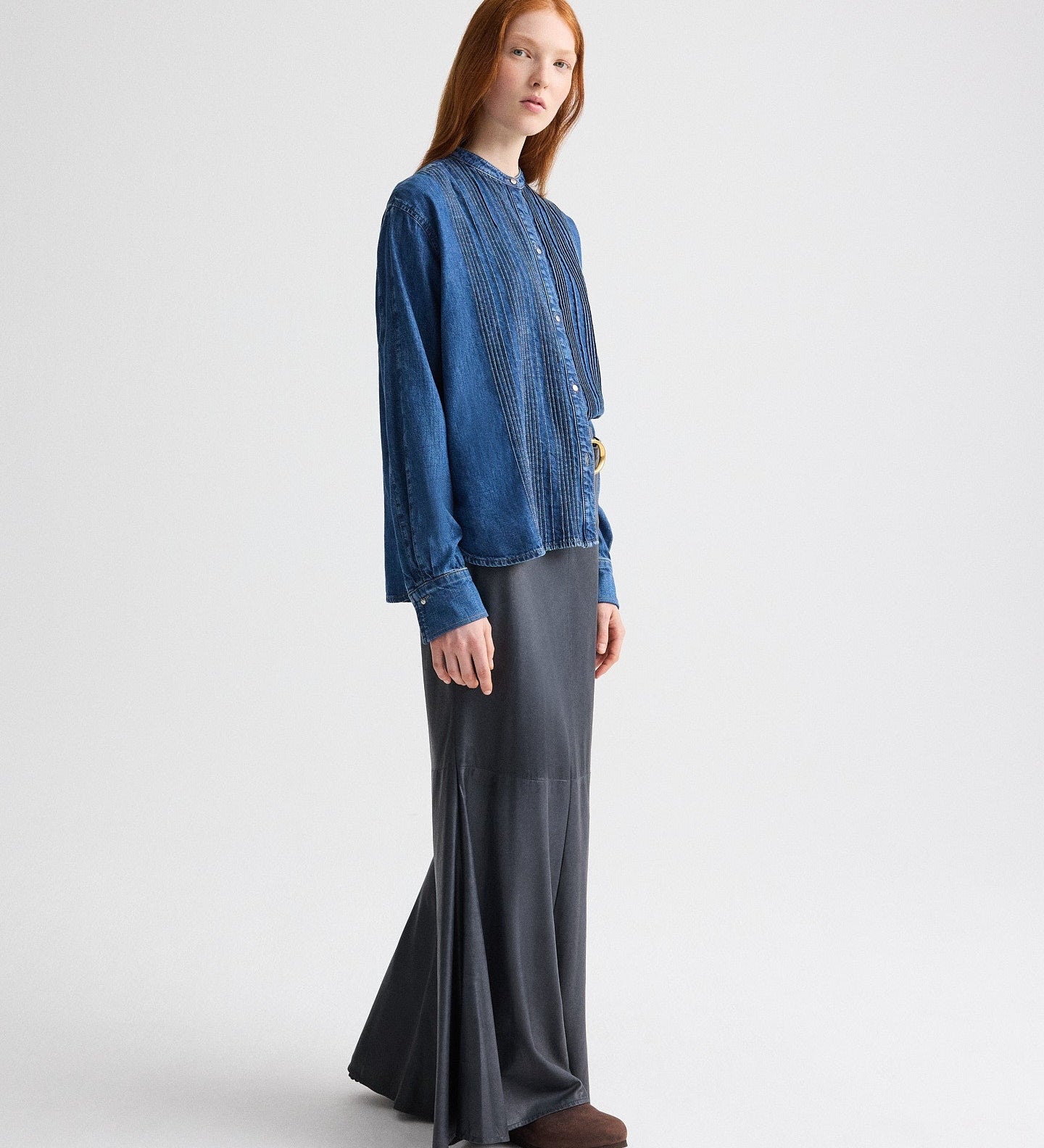 TWP - Pintuck Painter Shirt in Denim Shirting