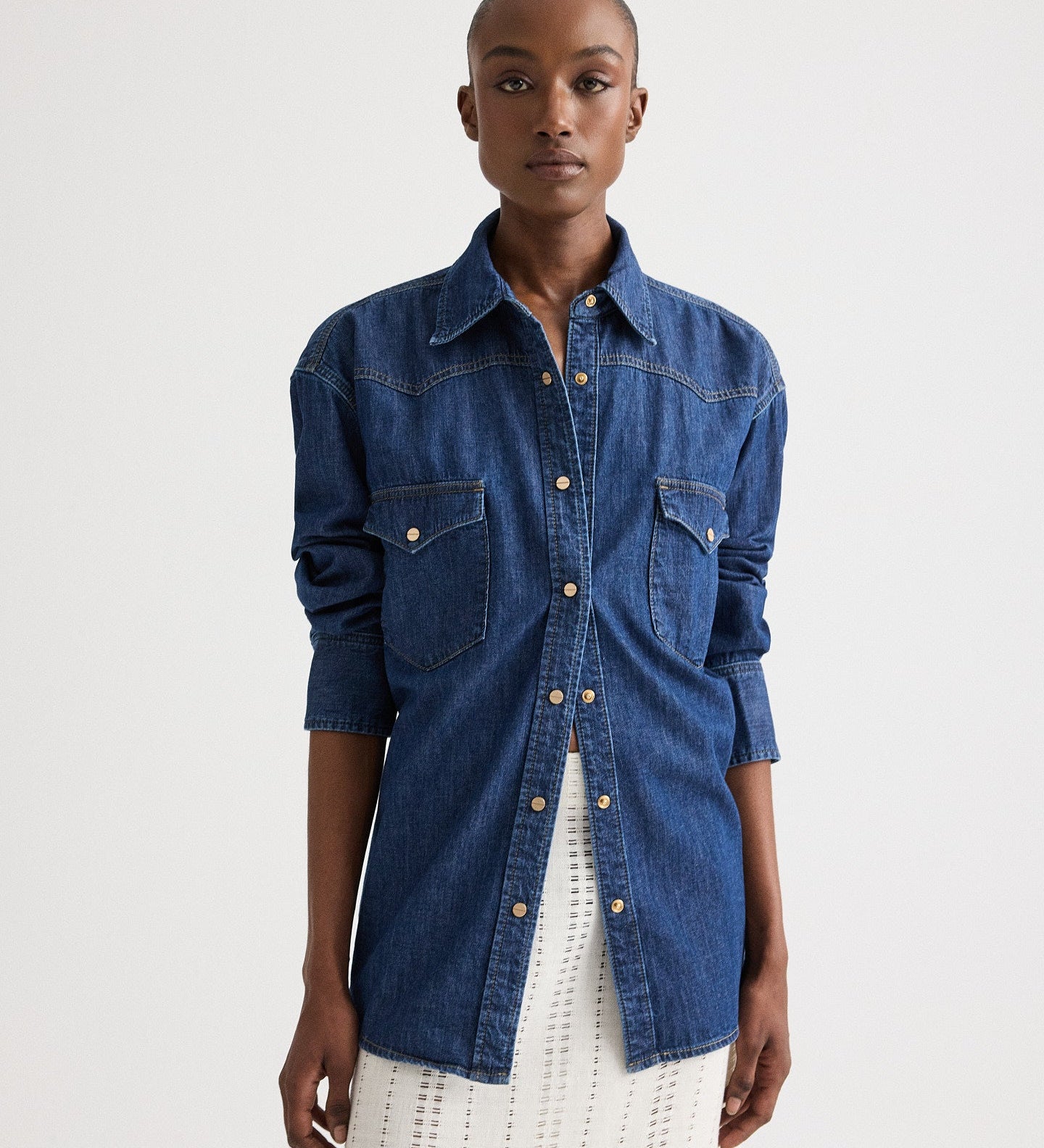 TWP - OG Supersized Ranchers Shirt in Denim Shirting