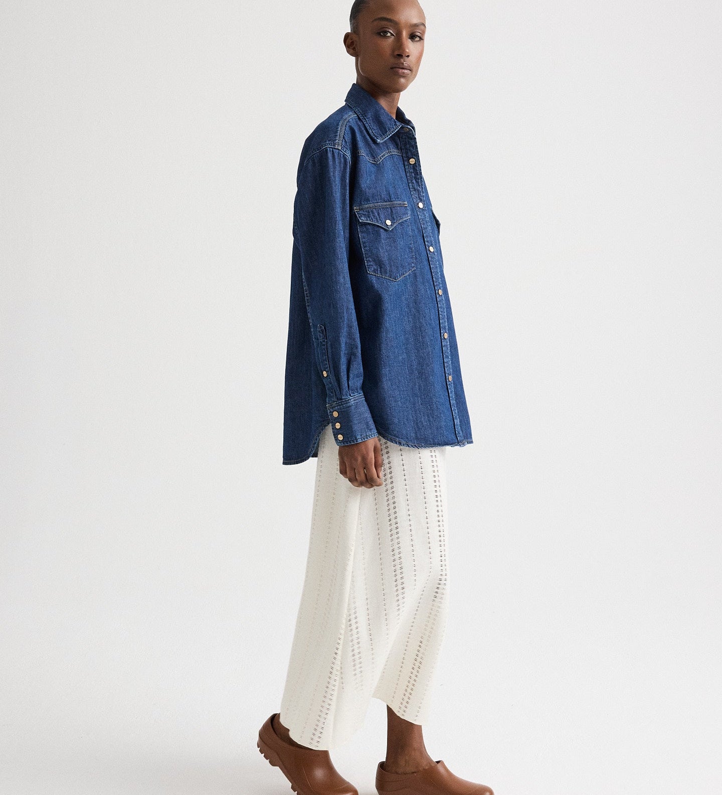 TWP - OG Supersized Ranchers Shirt in Denim Shirting
