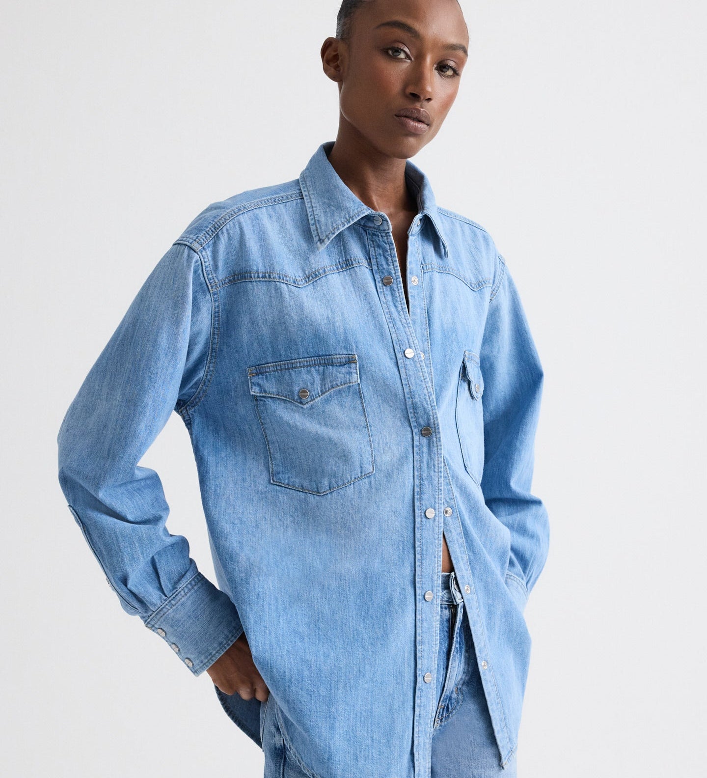 TWP - OG Supersized Ranchers Shirt in Denim Shirting