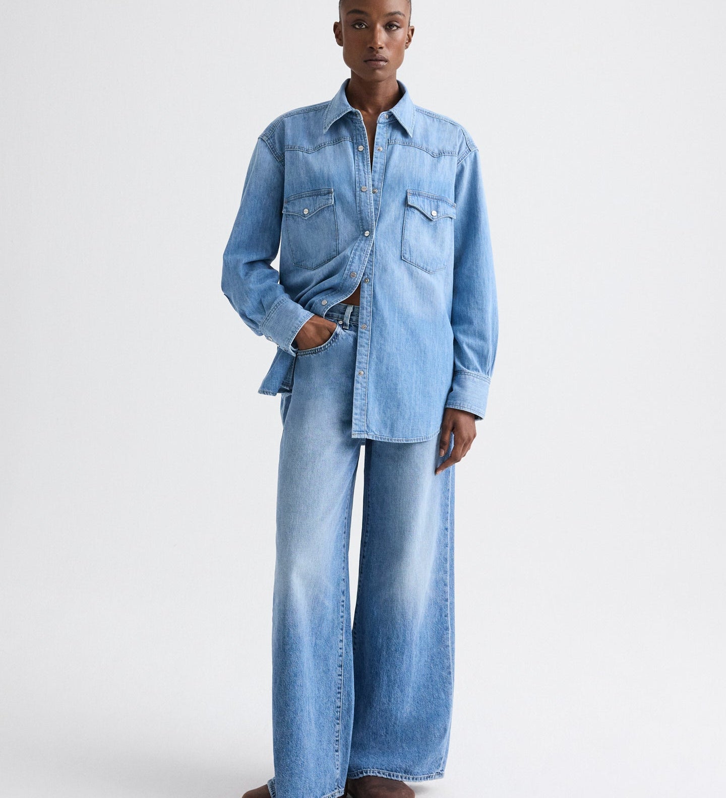 TWP - OG Supersized Ranchers Shirt in Denim Shirting