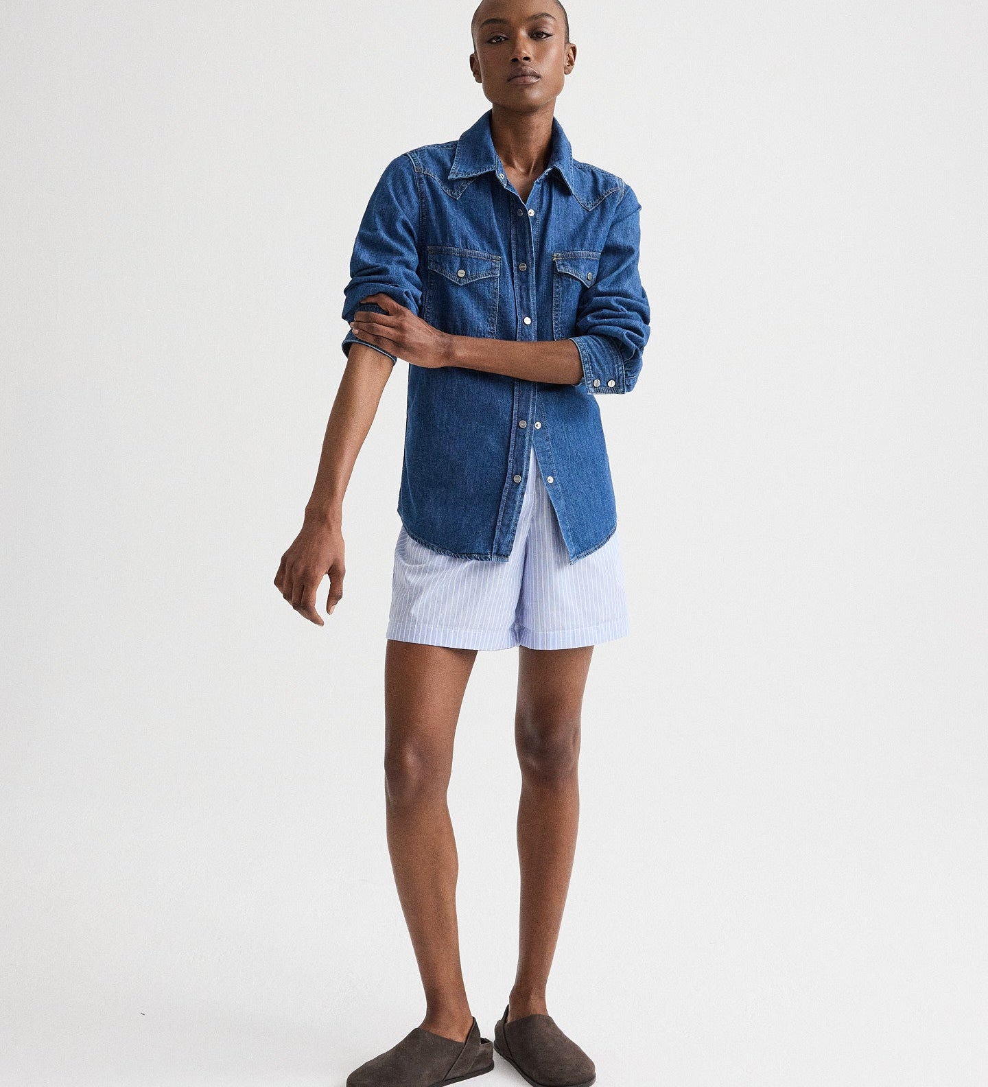 TWP - Cowboy Take Me Away Shirt in Denim Shirting