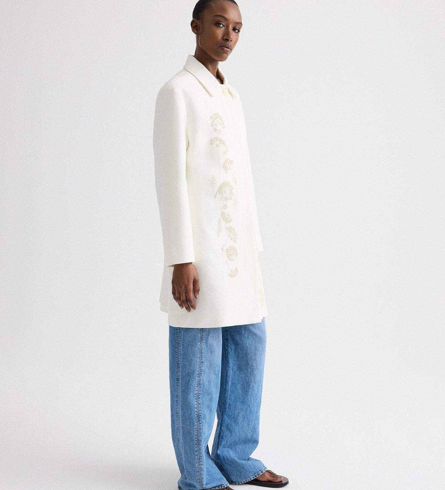 TWP - Edinburgh Coat in Embroidered Washed Linen