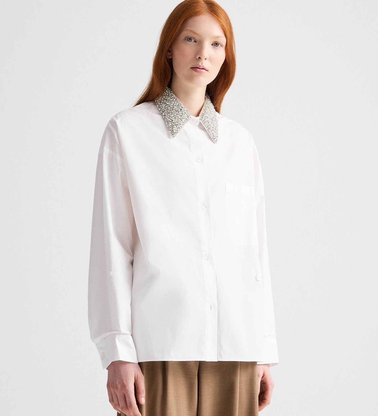 TWP - New Earl Shirt with Crystal Collar in Cotton Shirting