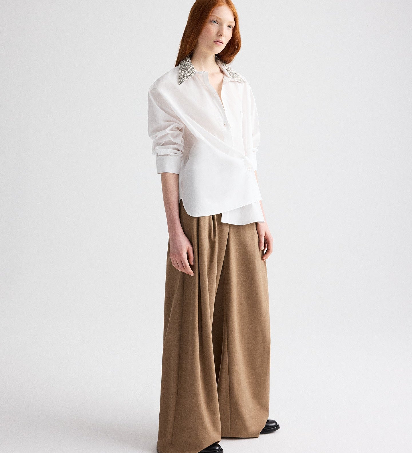 TWP - New Earl Shirt with Crystal Collar in Cotton Shirting