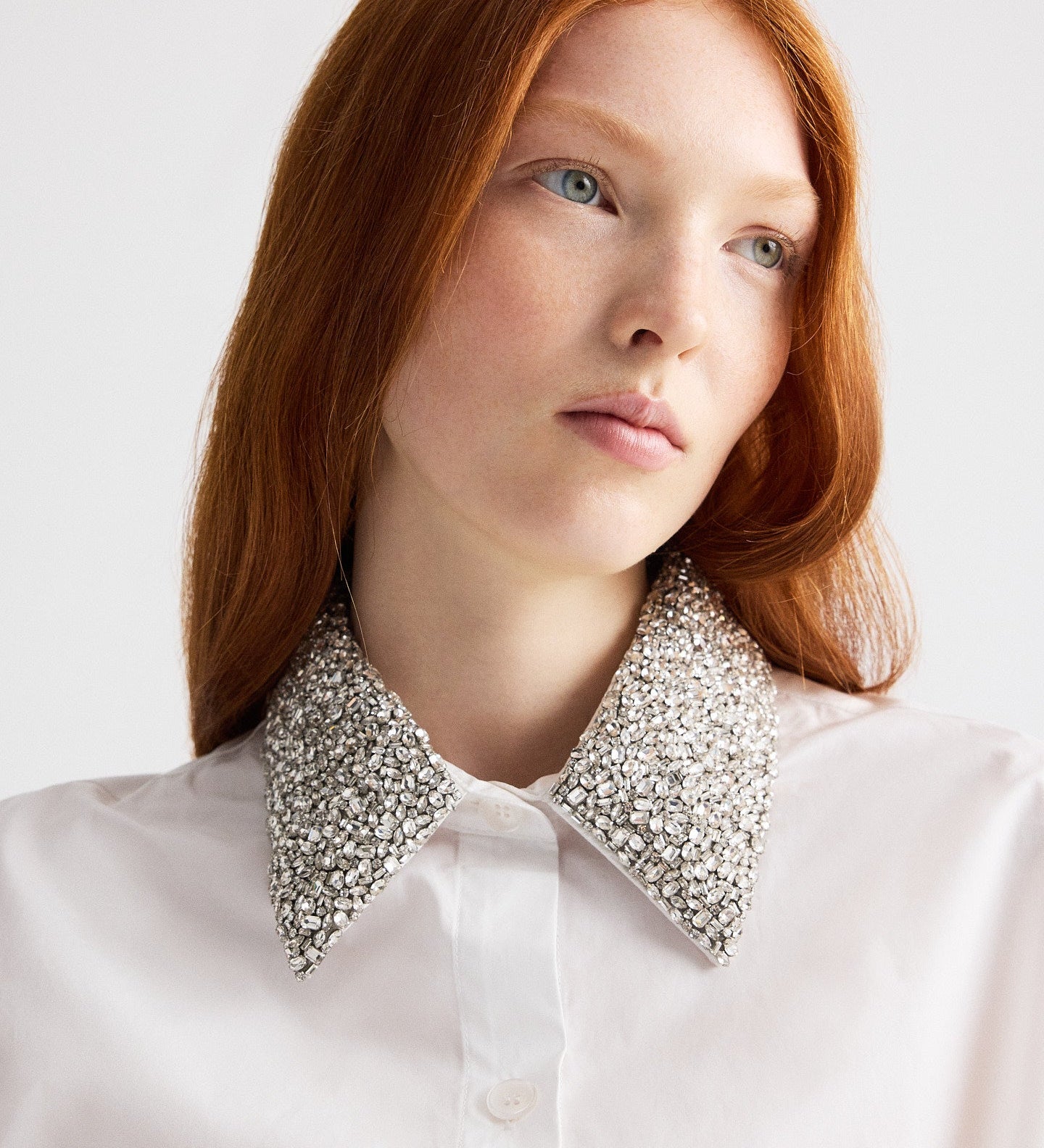 TWP - New Earl Shirt with Crystal Collar in Cotton Shirting