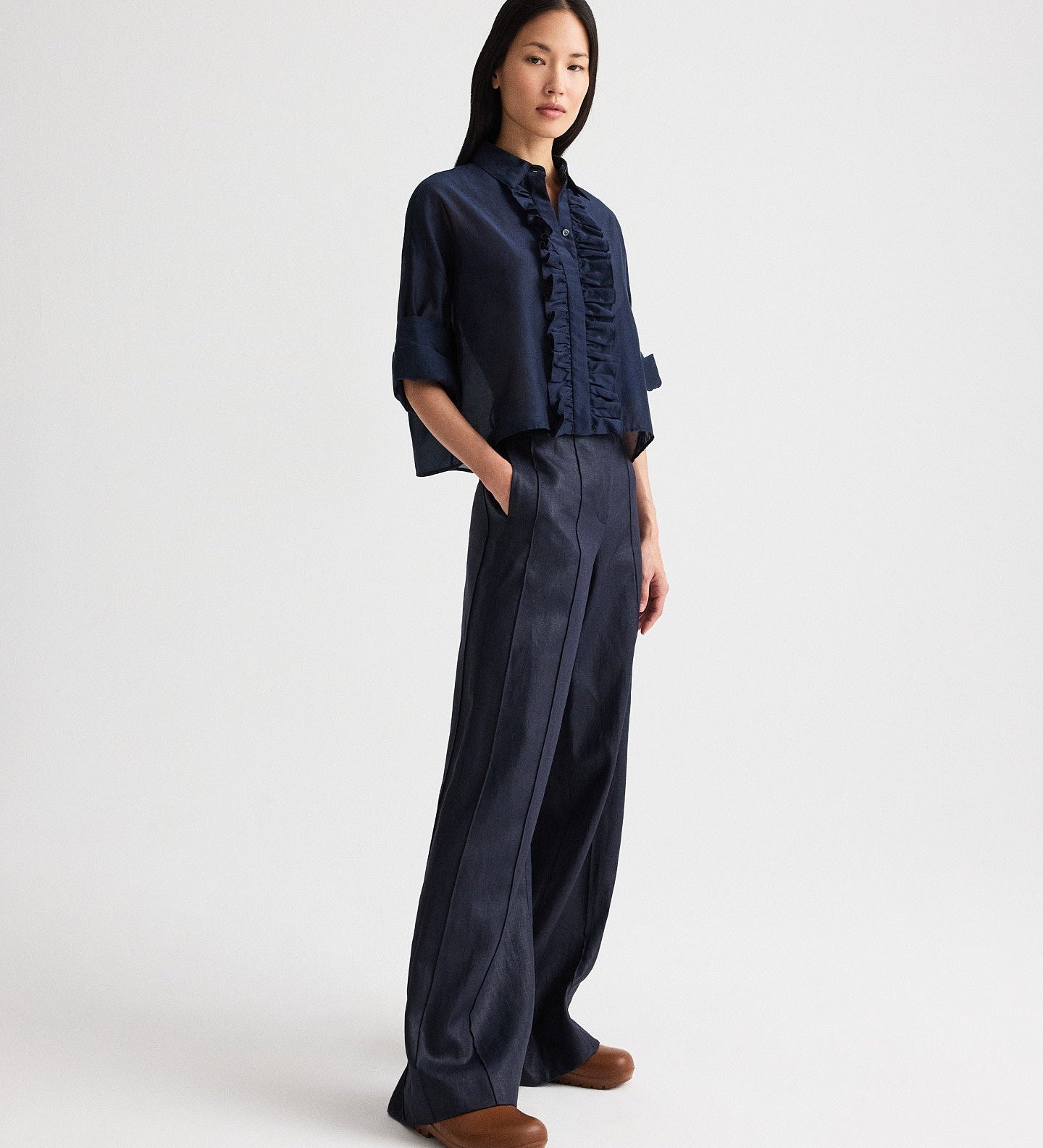TWP - Next Ex Shirt with Ruffle in Cotton Silk Organza