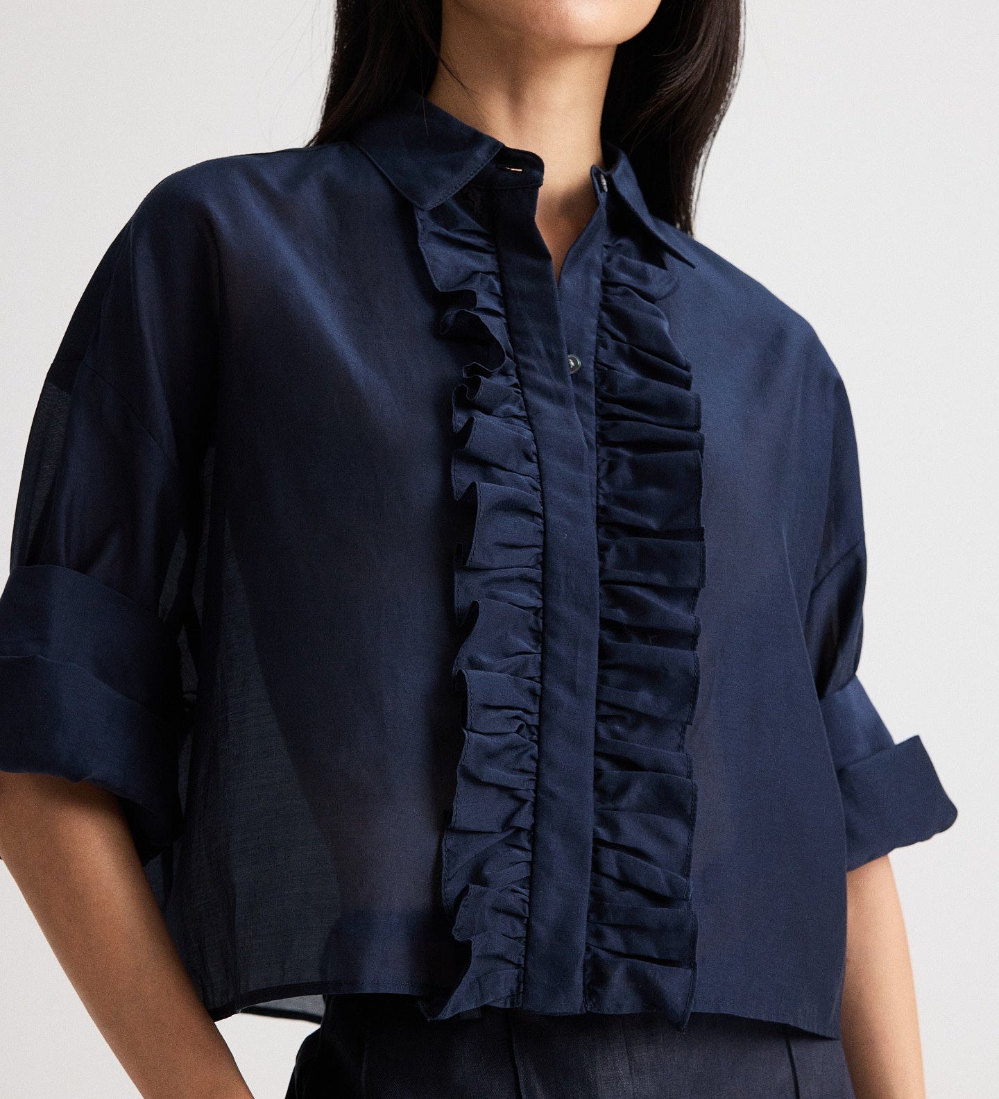 TWP - Next Ex Shirt with Ruffle in Cotton Silk Organza