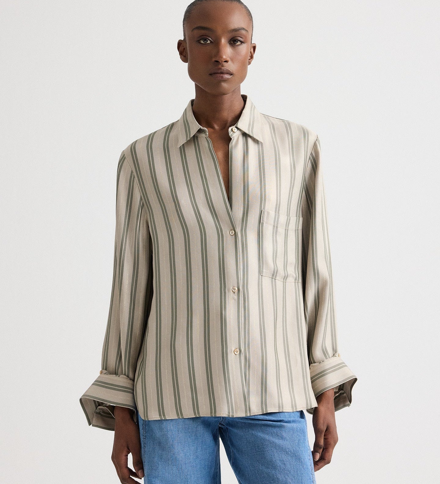 TWP - Next Morning Shirt in Fluid Regency Stripe