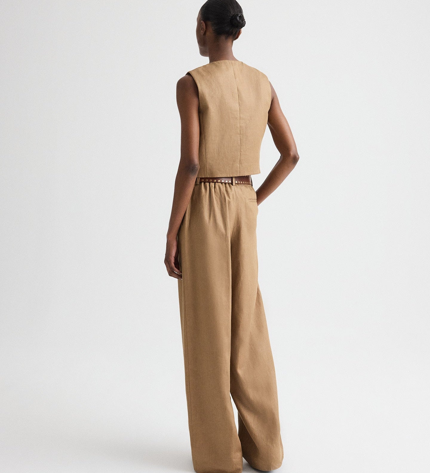 TWP - High Neck Hidden Placket Vest in Chintzed Linen