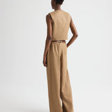 TWP - High Neck Hidden Placket Vest in Chintzed Linen