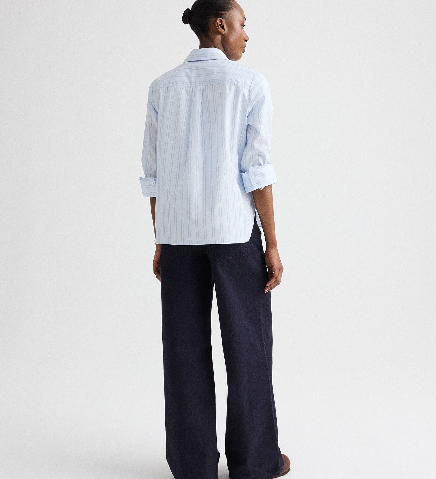 TWP - Boyfriend Shirt in Drop Needle Double Stripe