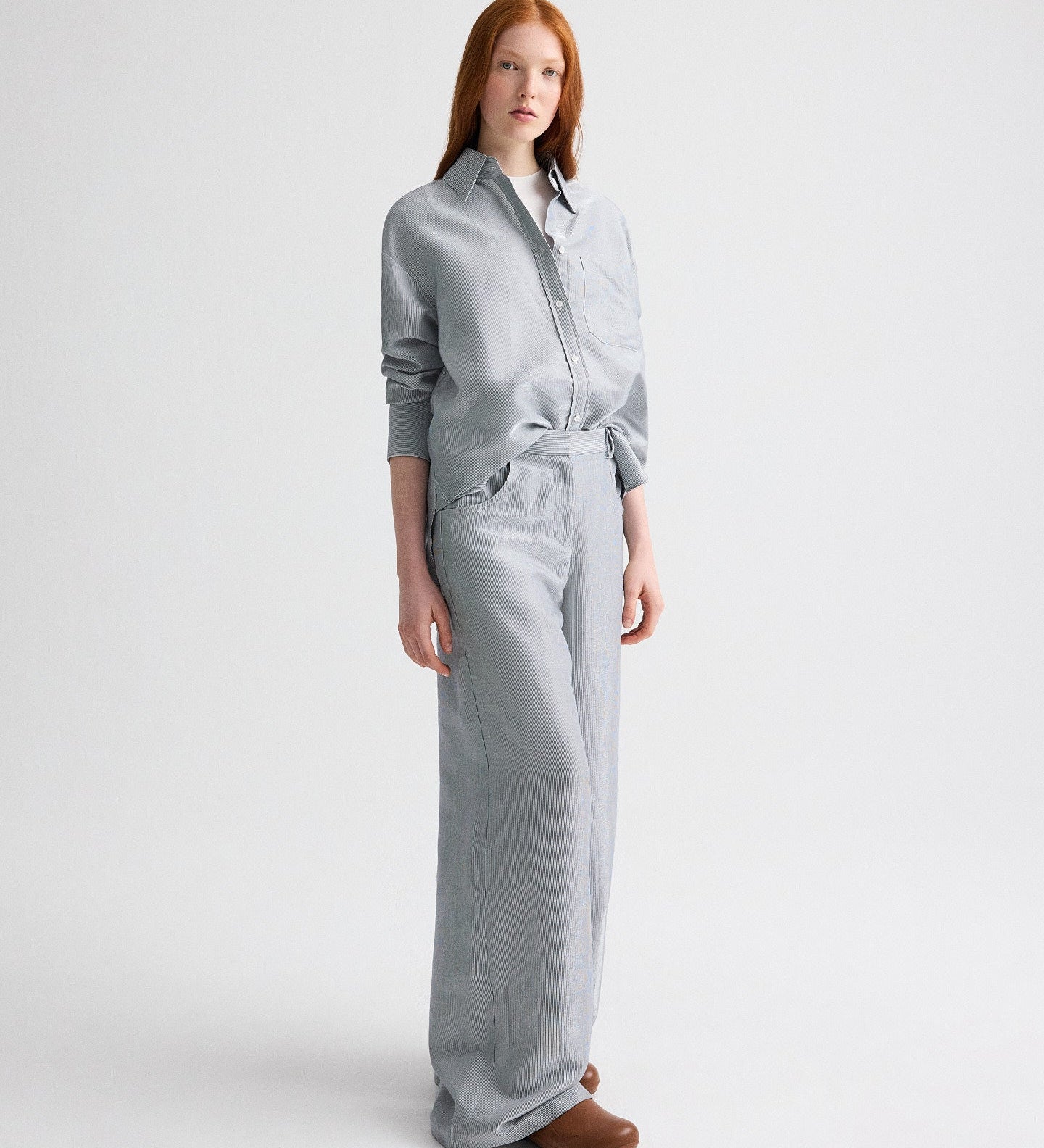 TWP - Dillon Pant in Glossy Mini Stripe