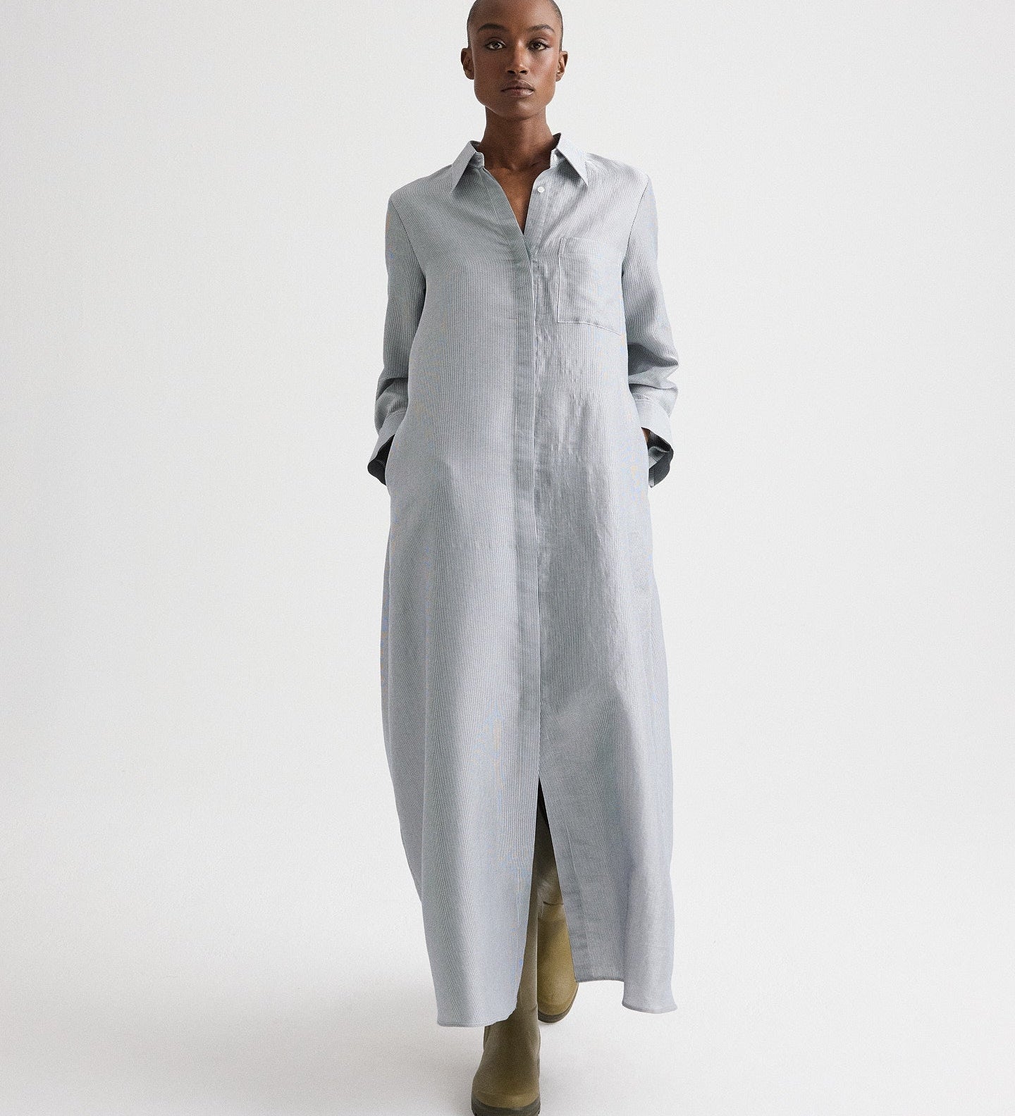 TWP - Jenny's Gown in Glossy Mini Stripe