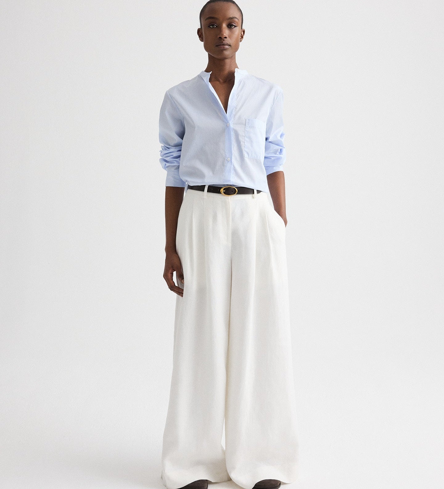 TWP - Tied Down Shirt in Stripe Twill Shirting