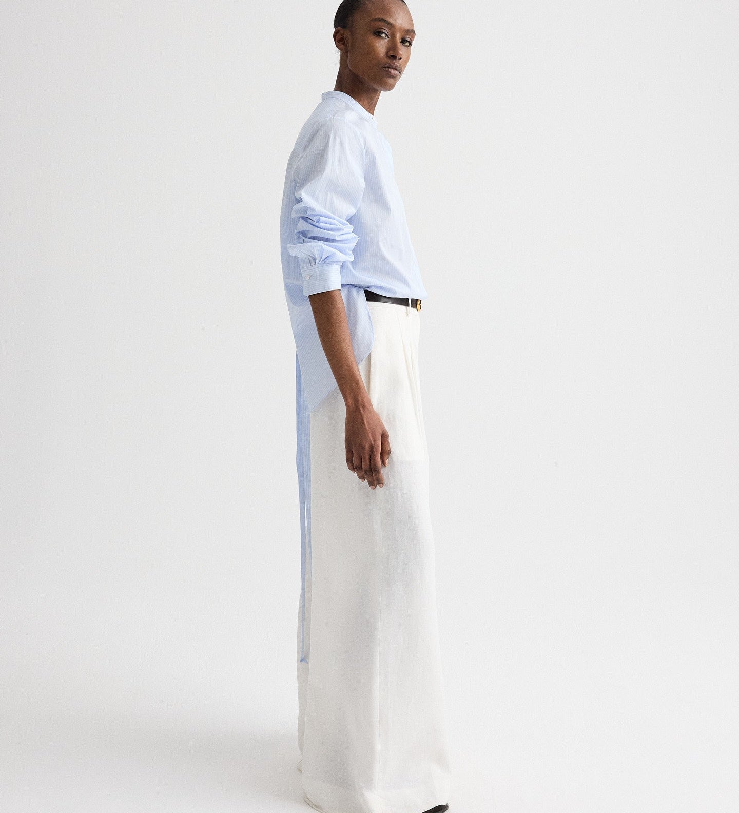 TWP - Tied Down Shirt in Stripe Twill Shirting