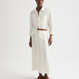 TWP - The A - Line Unlined Skirt in Ladder Weave Linen