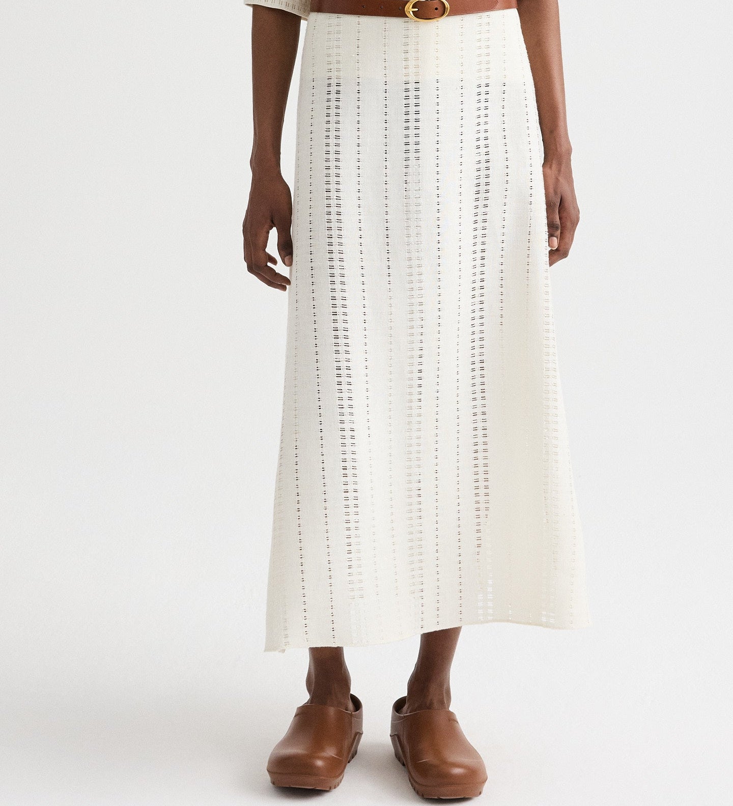 TWP - The A - Line Unlined Skirt in Ladder Weave Linen