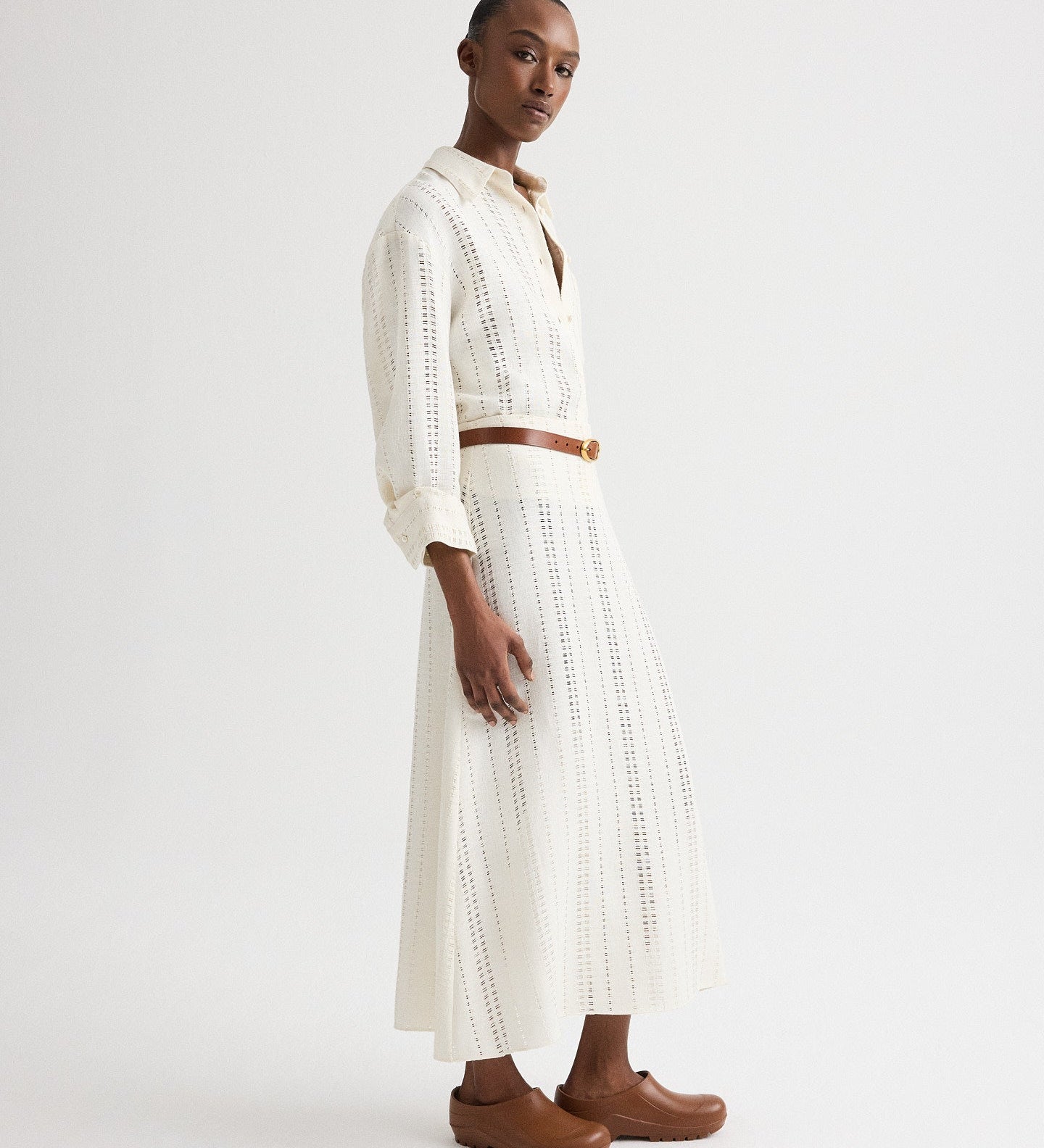 TWP - The A - Line Unlined Skirt in Ladder Weave Linen