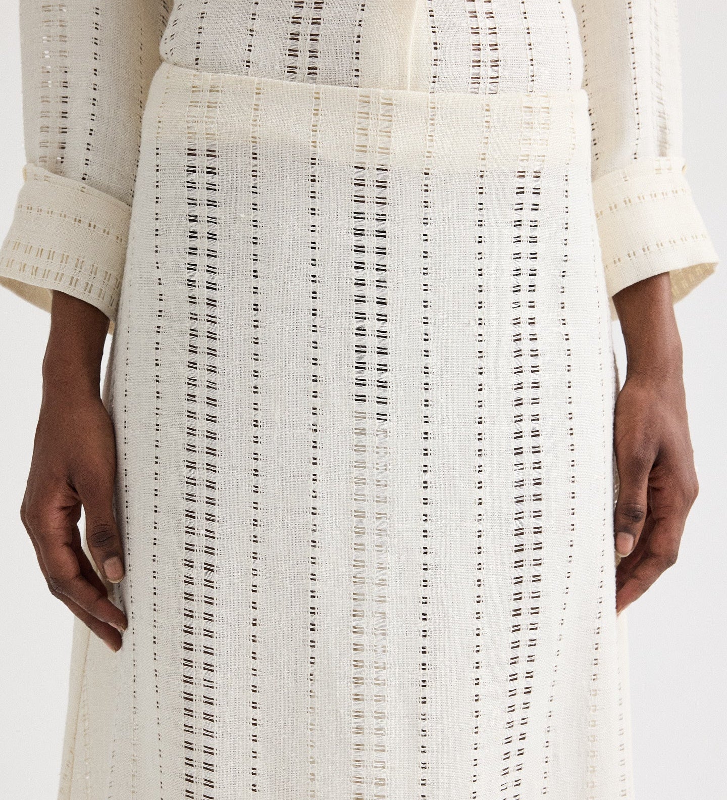 TWP - The A - Line Unlined Skirt in Ladder Weave Linen