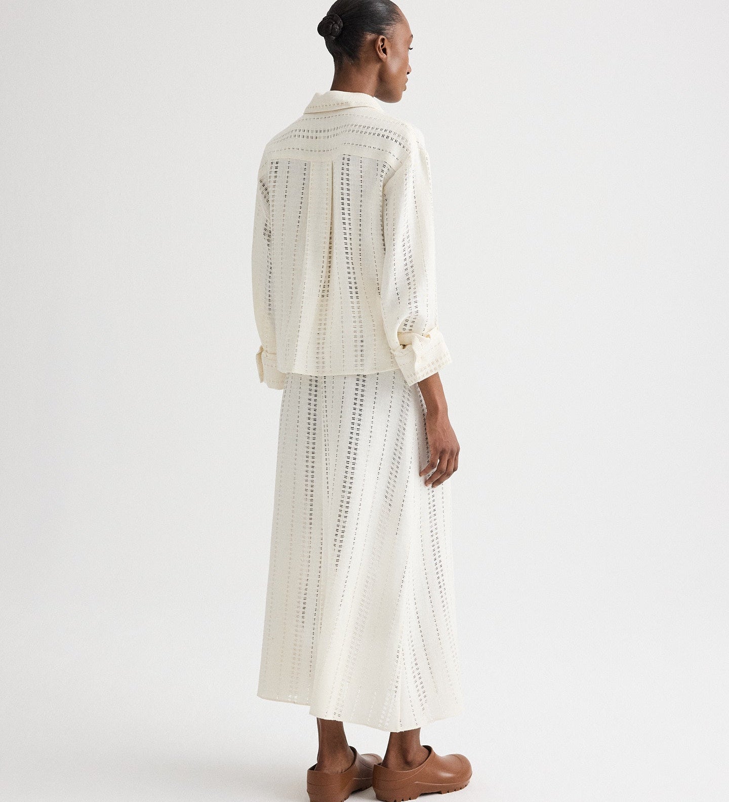 TWP - The A - Line Unlined Skirt in Ladder Weave Linen