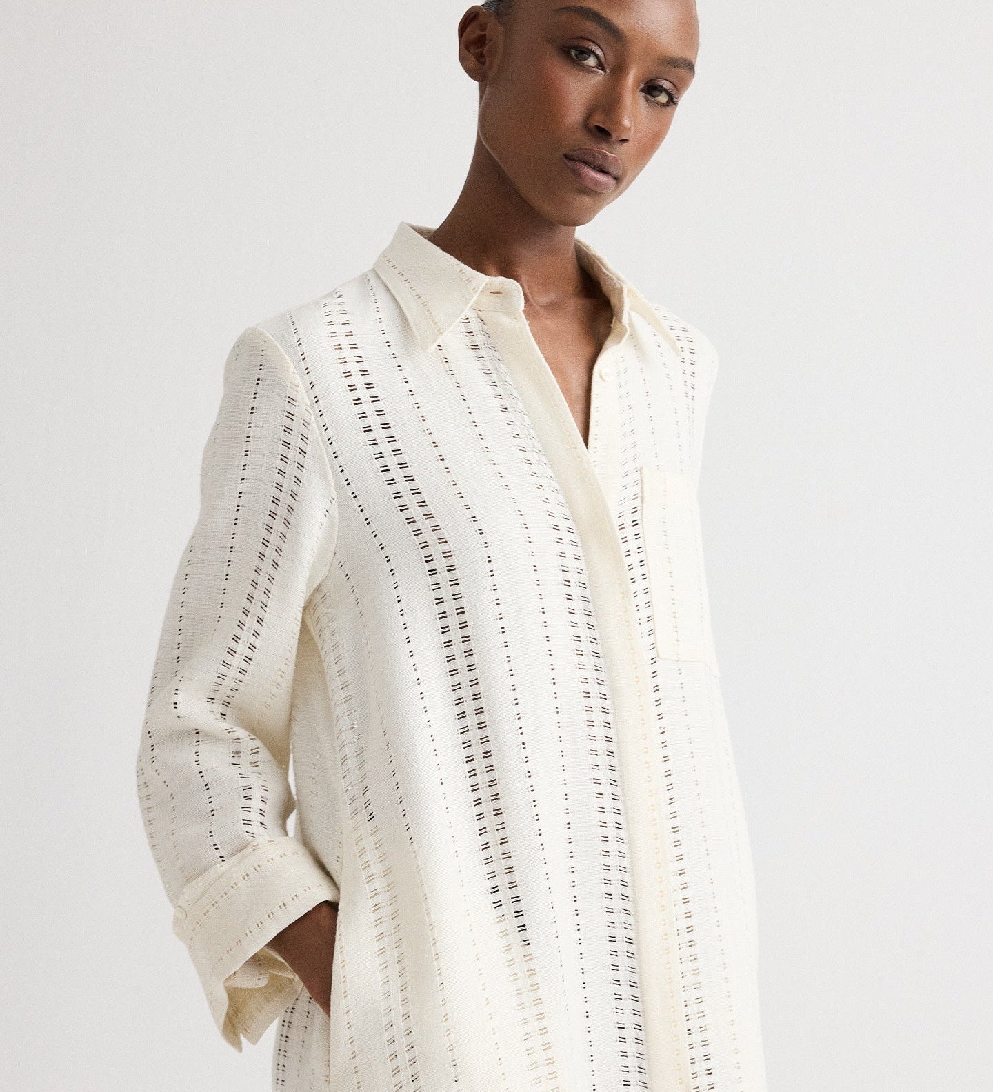 TWP - Jenny's Gown in Ladder Weave Linen
