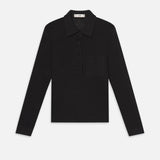 FRAME - The Long Sleeve Caddy Polo -- Black